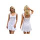 thumbnail image 3 of Vestido corto de verano para mujer, color liso, ribete de encaje, mangas acampanadas, escote en V, corte en A., 3 of 9