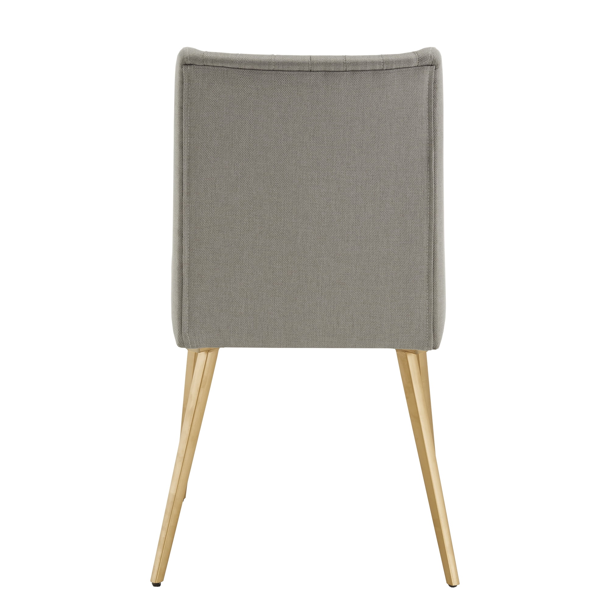 Ember Interiors Ponce Gold Finished Metal Fabric Upholstered Dining Chairs, Set of Two, Light Grey