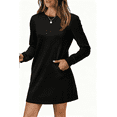 thumbnail image 5 of yillto Sweatshirt Dress Womens Long Sleeve Crewneck Pullover Dress Casual Plain Mini Dress with Pockets, 5 of 9