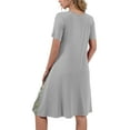 thumbnail image 4 of JuneFish Women's Summer Short Sleeve Casual Dress Patchwork Design Dress with Pockets, 4 of 6