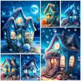 thumbnail image 2 of Dream Castle Landscape Diamond Mosaic Beautiful Sea Shell House DIY Diamond Painting New Arrival Embroidery Cross Stitch PP5014Round 50x65cm Gao Jinjia LED, 2 of 2