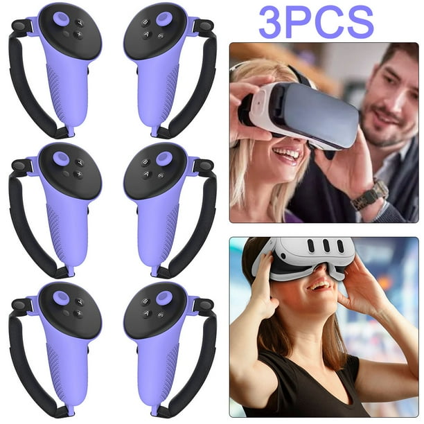 3 Pares Empuñaduras Controlador TPU para Accesorios Meta Quest VR () Morado