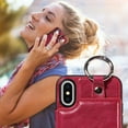 thumbnail image 4 of Feishell for iPhone XS/X Back Flip Wallet Case with ID Credit Card Slots & Metal Ring, Premium PU Leather Shockproof Magnetic Buckle Flip Kickstand Phone Case for Women Men,Red, 4 of 10