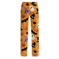 thumbnail image 7 of IYYVV Women's Halloween Pajama Cute Ghost Print Lounge Pants Palazzo Soft Lightweight Sleepwear Pjs Bottom 2026 Yellow 3XL, 7 of 7