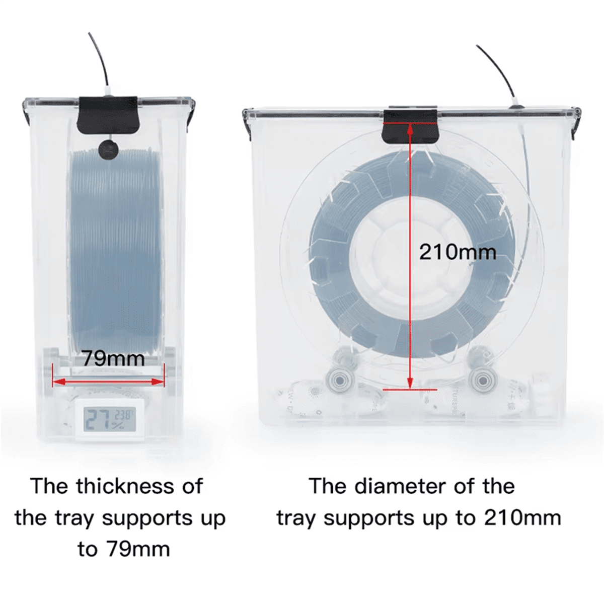 4Pcs 3D Printer Filament Dryer Box Airtight and Moisture- Real-Time Monitoring for 3D Printer PLA ABS Filaments