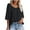 Black1, variant on JGGSPWM Women's V-Neck Batwing Half Sleeve Waffle Knit Loose Solid Color Blouse Tops Army Green 2XL