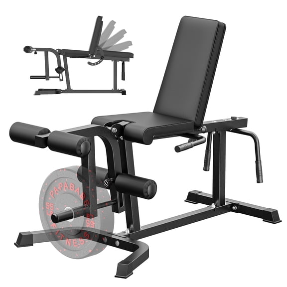 ROALW Leg Extension and Curl Machine, Adjustable Leg Machine, Seated Leg Extension and Lying Leg Curl Machine, Lower Body Workout Equipment for Home Gym, Compatible with 1'' and 2'' Weight Plates