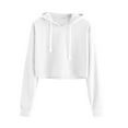 thumbnail image 5 of ZQGJB Long Sleeve Cropped Sweatshirts for Women Fall Spring Casual Long Sleeve Pullovers Cute Plain Crop Hoodie Tops Trendy Out Going Hoodies(White,L), 5 of 6