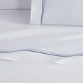 thumbnail image 3 of Aston & Arden Sateen 4-Piece Sheet Set (Queen Bed Size), Luxury 600 Thread Count, Silky Sateen Cotton, Pristine White with Fine Baratta Embroidered 3-Stripe Hem, Lapis Blue, 3 of 7