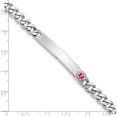 thumbnail image 3 of Sterling Silver Rhodium-Plated Medical Id Curb Link Bracelet Made In United States xsm27-8, 3 of 5