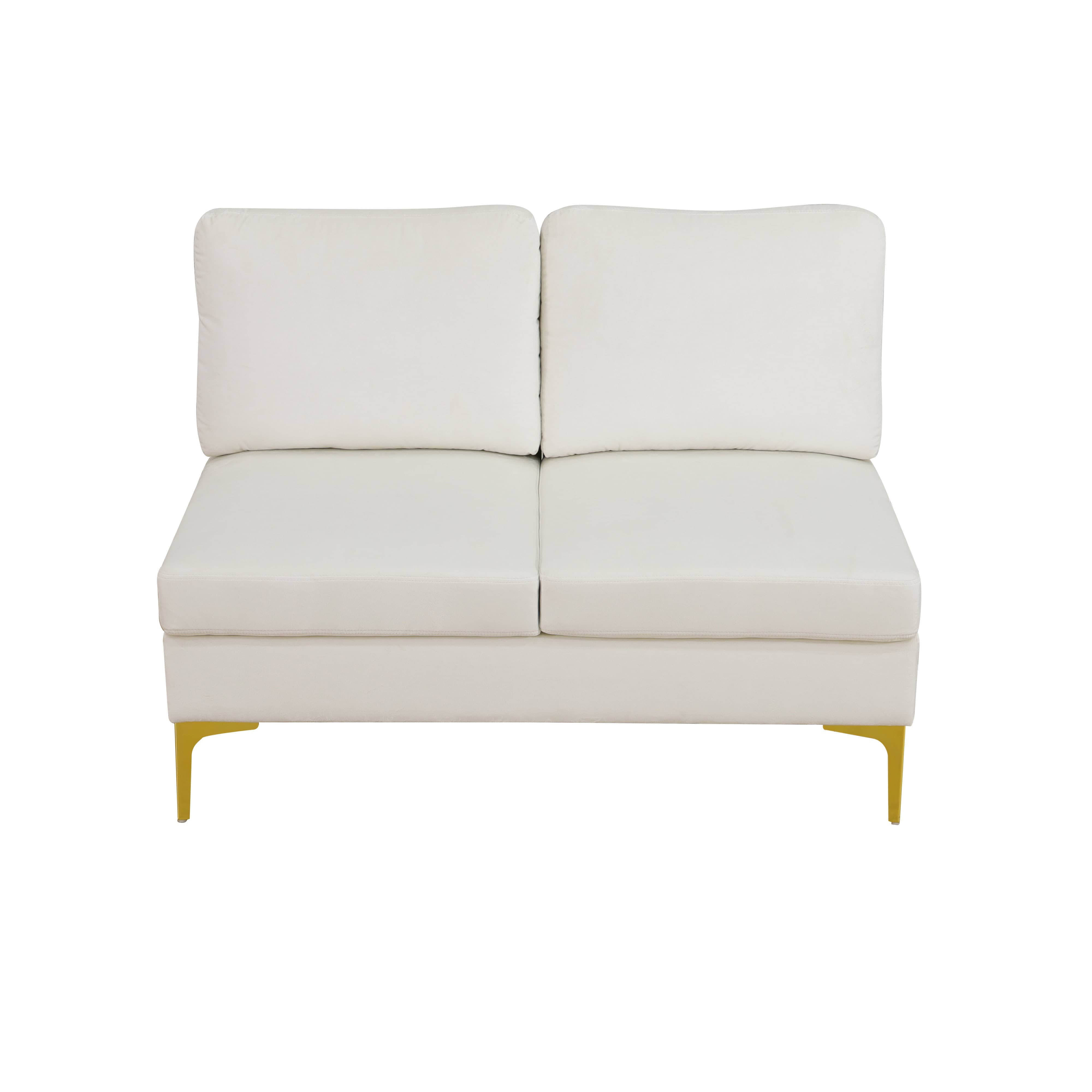 MAYEERTY Off-white Fluffy Fabric U-shaped 3-Piece Living Room Sofa set