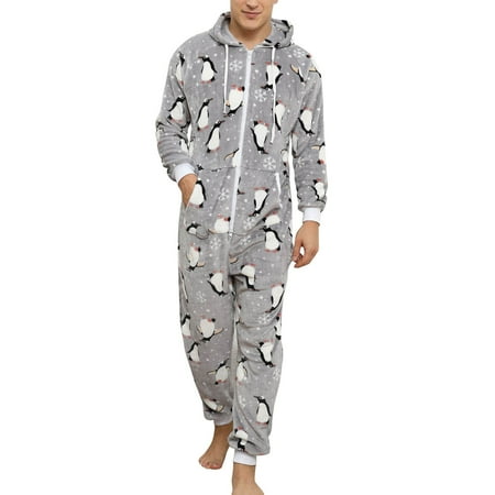 

Mens Pajamas Autumn Winter Leisure Travel Print Loose Long Sleeved Warm Pajamas Home Clothes With Pockets Loungewear