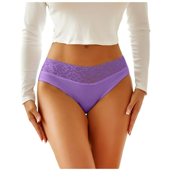 Cotton Underwear Women Lace Waistband Full Briefs Ladies High Leg Knickers For Women Soft Stretch Panties