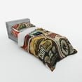 thumbnail image 3 of Vintage Duvet Cover Set, Nostalgic Art Auto Service Garage Funk Style Highway Logo Repair Road Grunge Design, Bedding Set with Shams and Fitted Sheet, 3 Sizes, by Ambesonne, 3 of 3