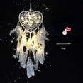 thumbnail image 2 of Moda Luz LED blanca Atrapasueños hecho a mano con pluma Amor Atrapasueños Luz de noche Familia Mesita de noche Pared Fiesta familiar Decoración de la boda Regalo JAMW Sencillez, 2 of 5