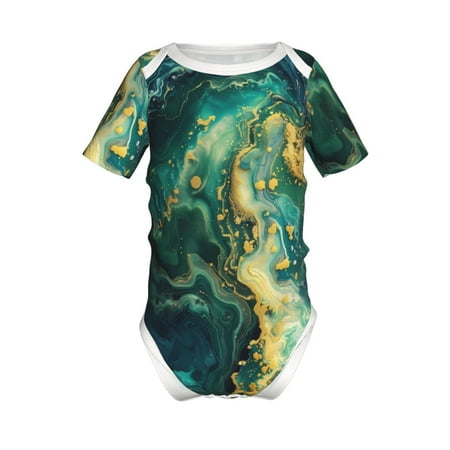 

Yiaed Turquoise Golden Swirl Print Infant Climbing Short Sleeve Onesie One-Piece Baby Bodysuit Clothes 0-12 Months -18 Months