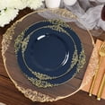 thumbnail image 5 of BalsaCircle 10 Navy Blue Round 10" Disposable Plastic Salad Dinner Plates Gold Embossed Baroque Trim Party Events Decorations, 5 of 8