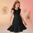 thumbnail image 5 of Mgmyaa Girls Dresses Kids Summer Double Layer Ruffle Sleeve Dress 5-14 Years, 5 of 8