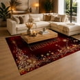 thumbnail image 3 of Gelasgo Christmas Holiday Velvet Area Rug, Festive Snowflake Star Decorative Carpet, Seasonal Indoor Floor Mat for Living Room Bedroom Entryway Party Home Decor, 3 of 5