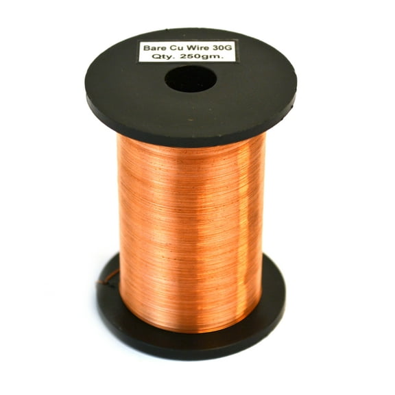 Eisco Labs Copper Wire, Bare, 1150ft Reel, 30 SWG (32/33 AWG) - 0.0124" (0.32 mm) Dia.