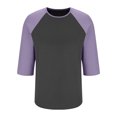thumbnail image 6 of Fanxing Raglan Sleeve Tops for Women 3/4 Sleeve T Shirts Casual Baseball Tees Loose Fit Round Tunic Blouse Purple,XXL, 6 of 8