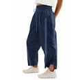 thumbnail image 3 of Pantalones Deportivos Holgados de Pierna para Mujer, Informales, con Cordón Ajustable y Cintura Elástica, en Colores Contrastantes, Estilo Y2K. Azul Oscuro XXL, 3 of 8