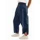 thumbnail image 3 of Pantalones Deportivos Holgados de Pierna para Mujer, Informales, con Cordón Ajustable y Cintura Elástica, en Colores Contrastantes, Estilo Y2K. Azul Oscuro XXL, 3 of 8
