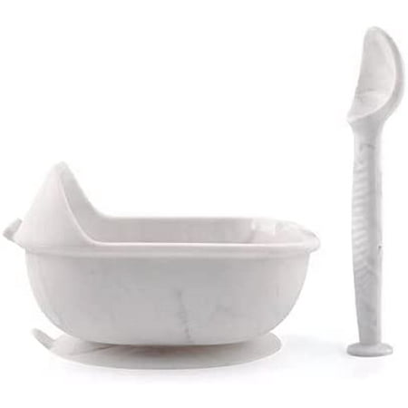 

Egebert Toddler Bowls with Suction | Baby Bowls with Spoons | Suction Bowls for Baby | 100% Food Grade Silicone No BPA Bowl and Baby Spoons | Grey Marble