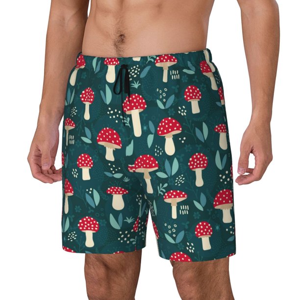 Fotbe Amanita Mushroom Traje de Baño para Hombre – Shorts de Natación de Secado Rápido con Forro y Bolsillos-3X-Large