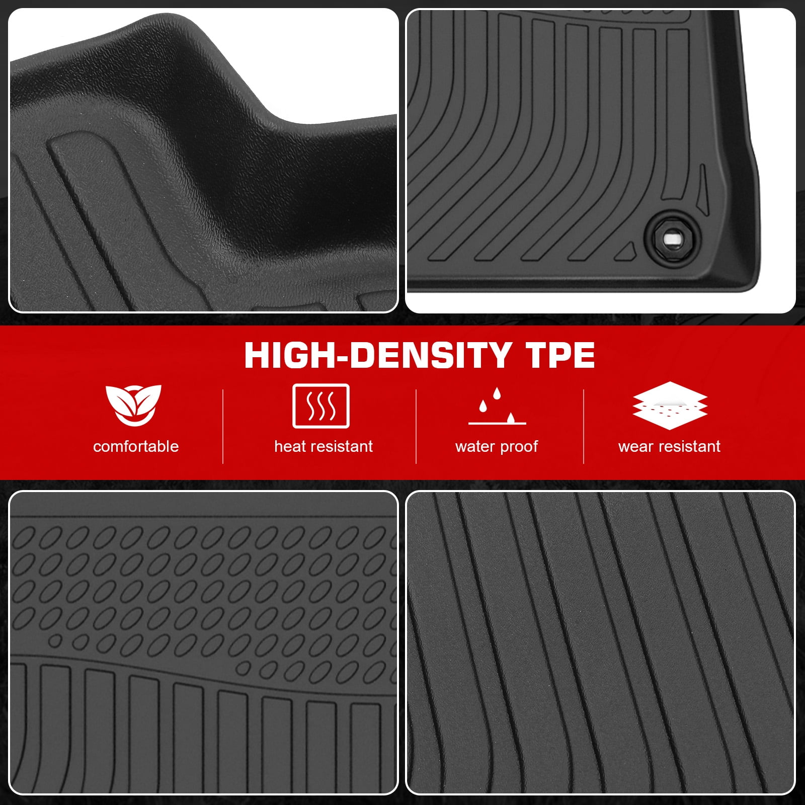 Ikon Motorsports 3D Molded TPE Floor Mats Fits 2012-2017 Toyota Camry Sedan 4DR, Black Waterproof Non-Slip Floor Liners, Front 2nd Row Carpets 3PCS