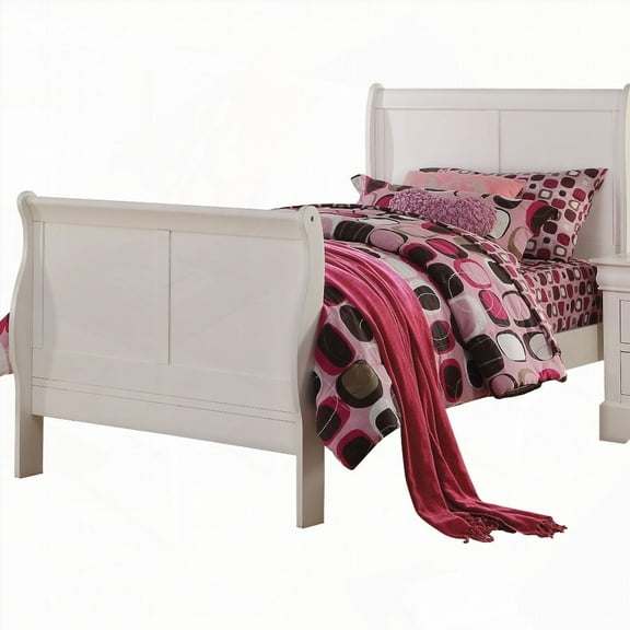 White Twin Sleigh Bed: Classic Design   Extra Storage Drawer