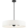 thumbnail image 4 of 5 Light Black Chandelier with Hand Crafted Off White Fabric Hardback Shade, 4 of 6
