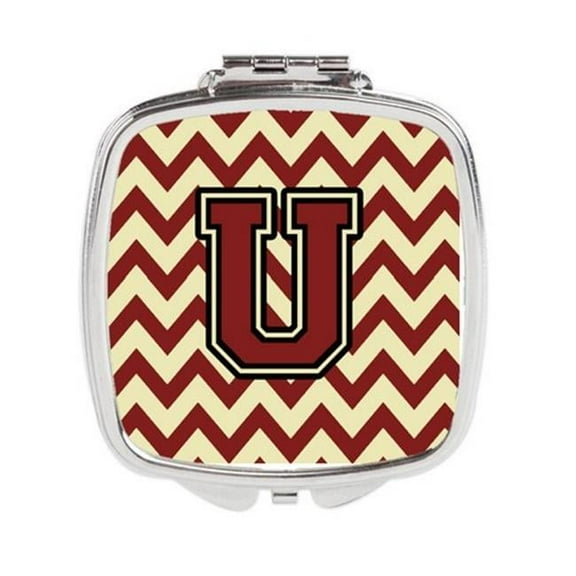 Letter U Chevron Maroon & Gold Compact Mirror - Maroon & Gold