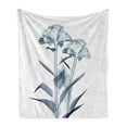 thumbnail image 1 of Flower Soft Flannel Fleece Blanket, X-ray Image of Flower Floral Radiography Uv Different Vision of Mother Earth Print, Cozy Plush for Indoor and Outdoor Use, 50" x 70", Teal White, by Ambesonne, 1 of 6