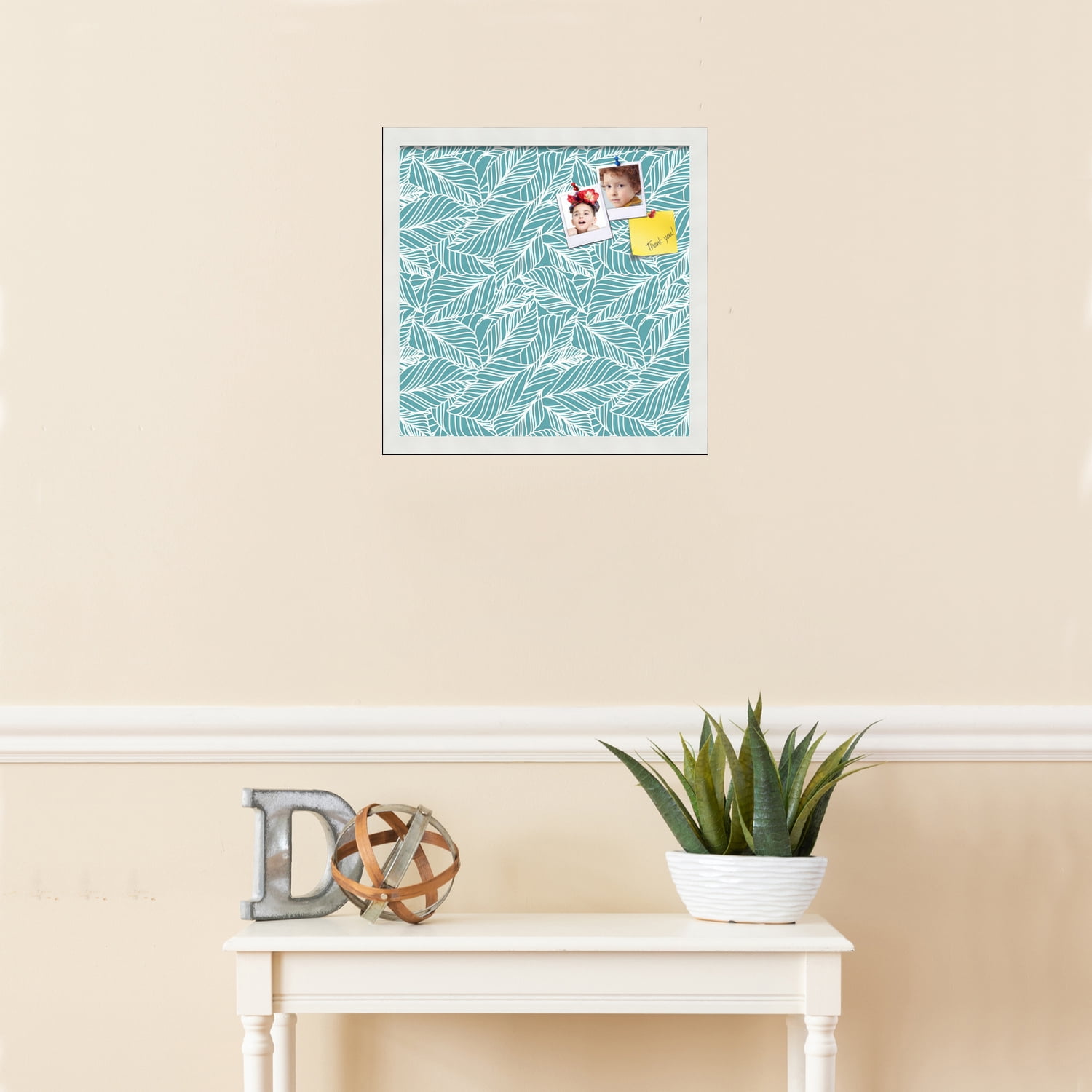 PinPix 16x16 Custom Cork Bulletin Board Aqua White Poster Board Has a Fabric Style Canvas Finish, Framed in Aqua White, by ArtToFrames (PinPix-1871)