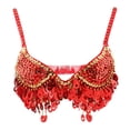 thumbnail image 2 of Wxqbjtam Women Belly Dance Beaded Bra Top Costume Bra - Red 36/80, 2 of 9