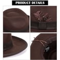 thumbnail image 2 of BadPiggies Fedora Hat for Men and Women Short Brim Roll Up Cowboy Hats with Feathers (Coffee), 2 of 9