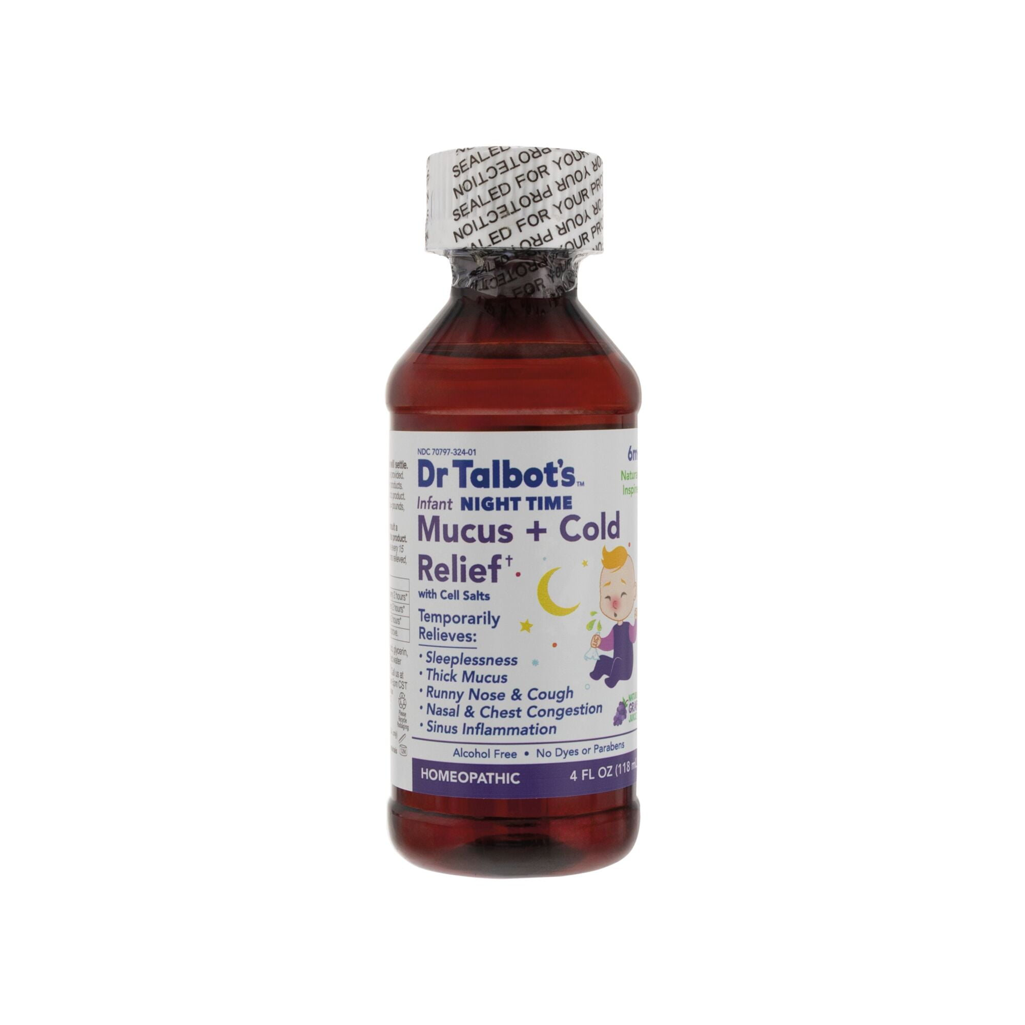 (2 pack) Dr. Talbot's Infant Night Time Cold and Mucus Relief Medicine with Cell Salts, Grape, 4 fl oz