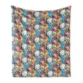 thumbnail image 1 of Alien Soft Flannel Fleece Throw Blanket, Repetitive Funny Layout of Humorous Graphic Characters Space Journey, Cozy Plush for Indoor and Outdoor Use, 70" x 90", Deep Sky Blue Multicolor, by Ambesonne, 1 of 6