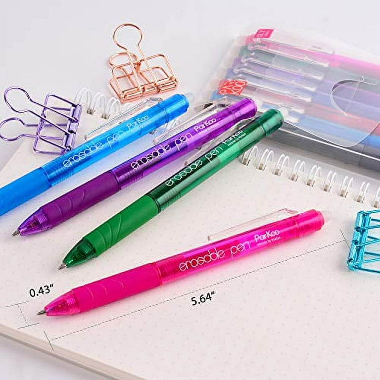 Piochoo 14 Colors Erasable Gel Pens, Fine Point, Retractable Clicker Pens,  7 Black/7 Blue Inks Erasable Pens for Planners and Crossword Puzzles