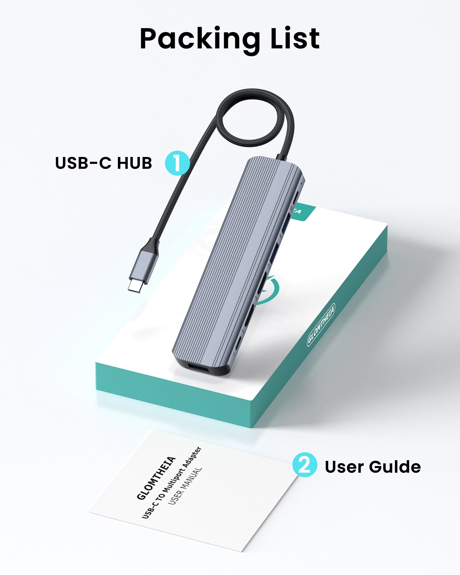 USB C Hub Docking Station Dual Monitor for MacBook Air/Pro Laptop, Multi Monitor Dock Adapter Multiport Dongle with 2 HDMI 4K 60Hz, 100W PD Charging, 3xUSB-A 3.0 & USB-C Data Port (5Gbps)