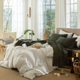 thumbnail image 3 of Ensemble de Draps en Coton Lavé Effet Lin, Respirant, Durable, Doux et Confortable (Orange Foncé Grand Lit), 3 of 7