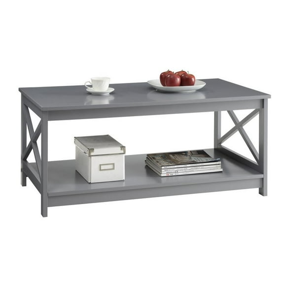 Convenience Concepts Oxford Coffee Table with Shelf in Gray Wood Finish