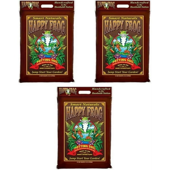 FoxFarm FX14082 Happy Frog Soil Potting Soil Bag, 12 quart - 3 Pack
