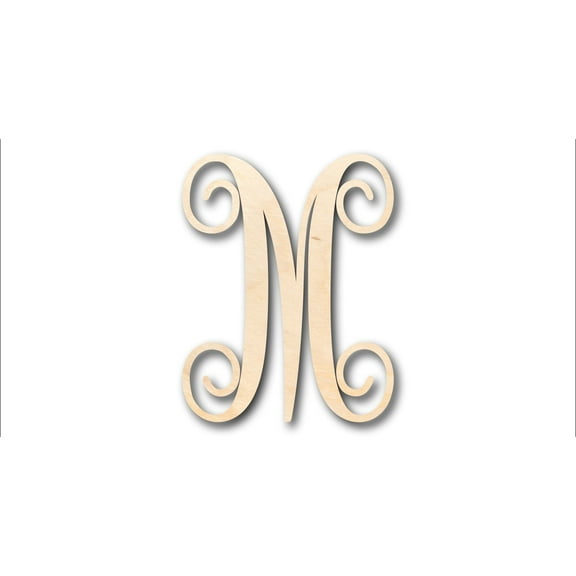 Unfinished Wood Monogram M Shape - Craft - up to 46" DIY 6" / 1/4"