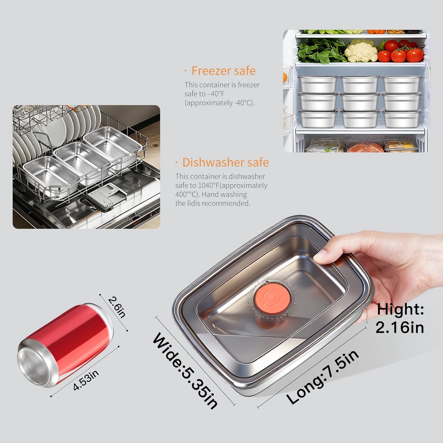 10 Pack 37oz Stainless Steel Food Storage Containers with Leak-Proof Lids, Stackable Meal Prep Lunch Boxes, BPA-Free, Dishwasher/Freezer Safe
