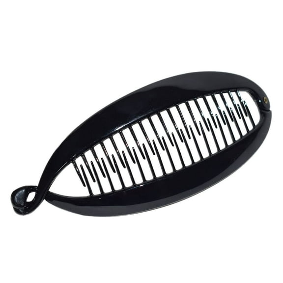 Parcelona French Large Black Celluloid Acetate Ponytail Banana Hair Clip