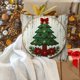 thumbnail image 4 of Seyotauo Christmas Linen Pillow Cover 18x18 inch with Imitation Embroidery Festive Patterns Cover for Farmhouse Bedroom Sofa Home Decor,Flax Craft for Christmas Pillow Cover,Hidden Zipper Easy to Use, 4 of 6