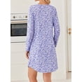 thumbnail image 3 of KISSGAL 2 Pack Nightgowns for Women Long Sleeve Nightshirts Soft Crew Neck Pajamas Dress Sleepwear ,Floral Printed , S-XXXL, 3 of 6