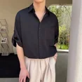 thumbnail image 4 of Conjuntos de pantalones y camisetas de nailon para hombre, sin logotipo, conjunto de 2 piezas, moderno conjunto de dos piezas, estilo coreano Kpop 5xl, básico, elegante y moderno S, 4 of 4